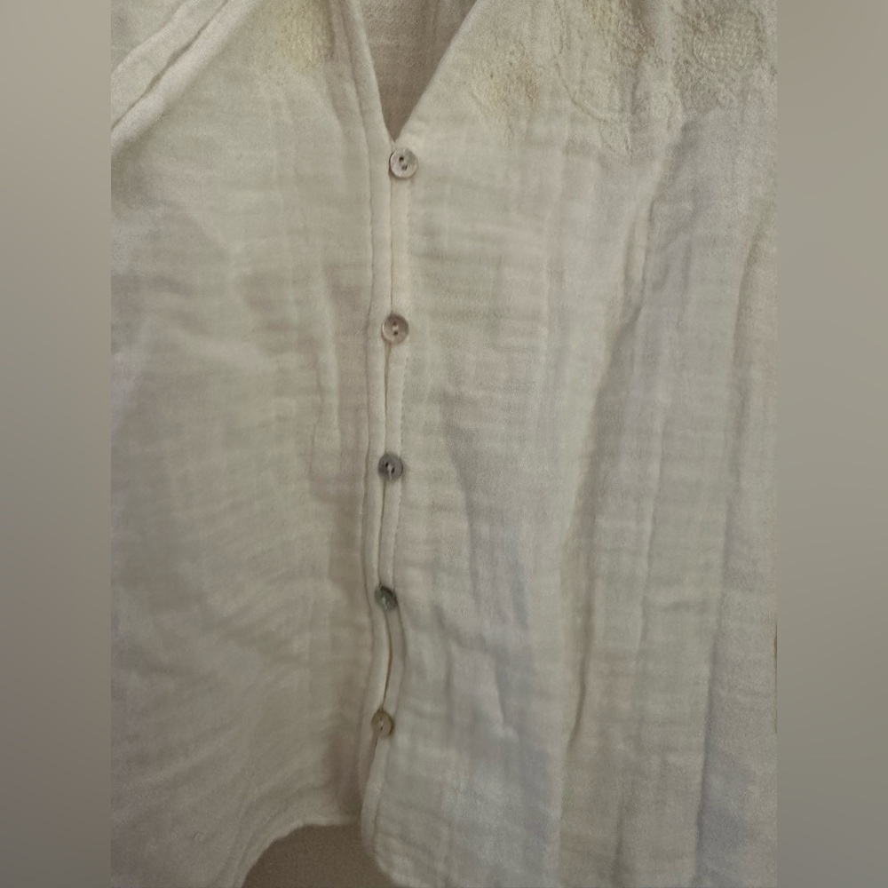 Zara XS floral embroidery gauzy tunic top - Picture 10 of 11